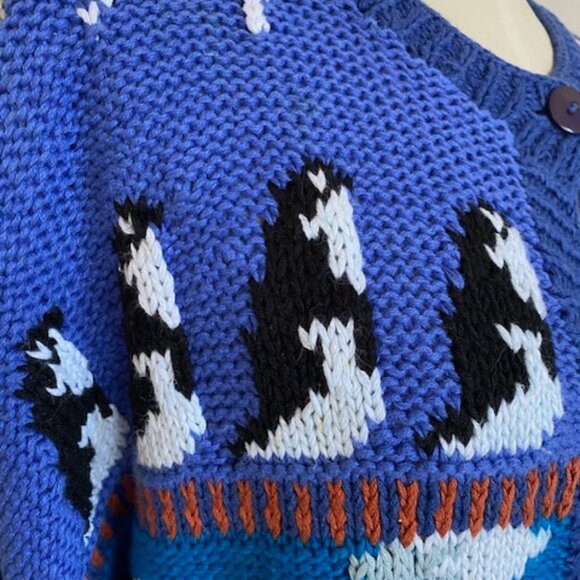 Vintage 80s Hand Knit Animal Cardigan Sweater by 20 Ans by Mariea Kim Size Large - Picture 6 of 10